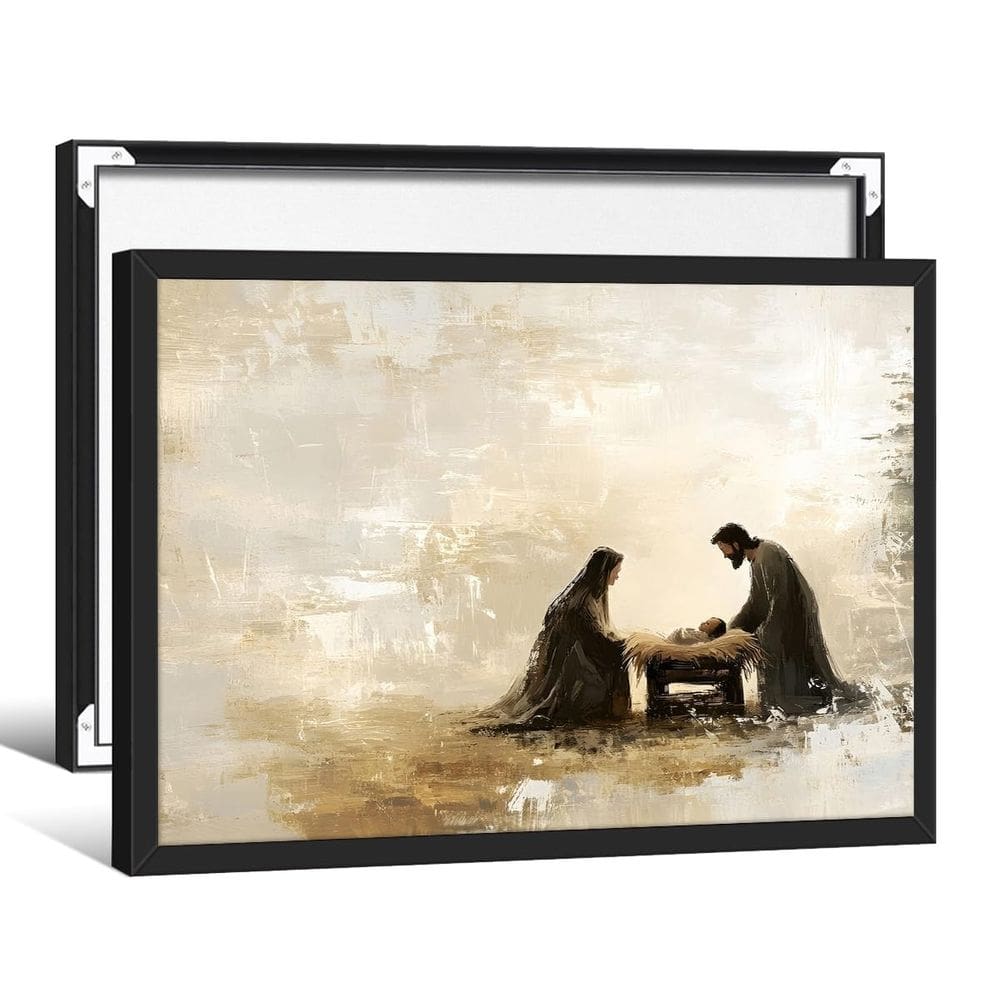 Pôster vintage de presépio de Jesus 30x40cm preto emoldurado