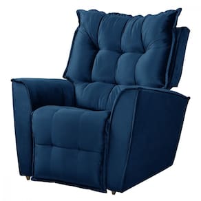 Poltrona Da Mamãe Para Sala Reclinavel Carinho Veludo Azul