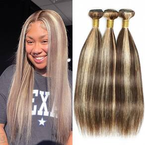 Pacotes de cabelo Dokksiiia P4613 Highlight Blonde 30-40cm