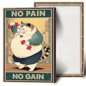 Pôster de arte de parede Funny Cat Workout Gym No Pain No Gain 40x60cm