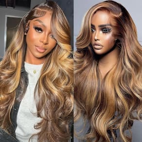 Peruca Amarlis Blonde Highlight 66 cm Body Wave Synthetic