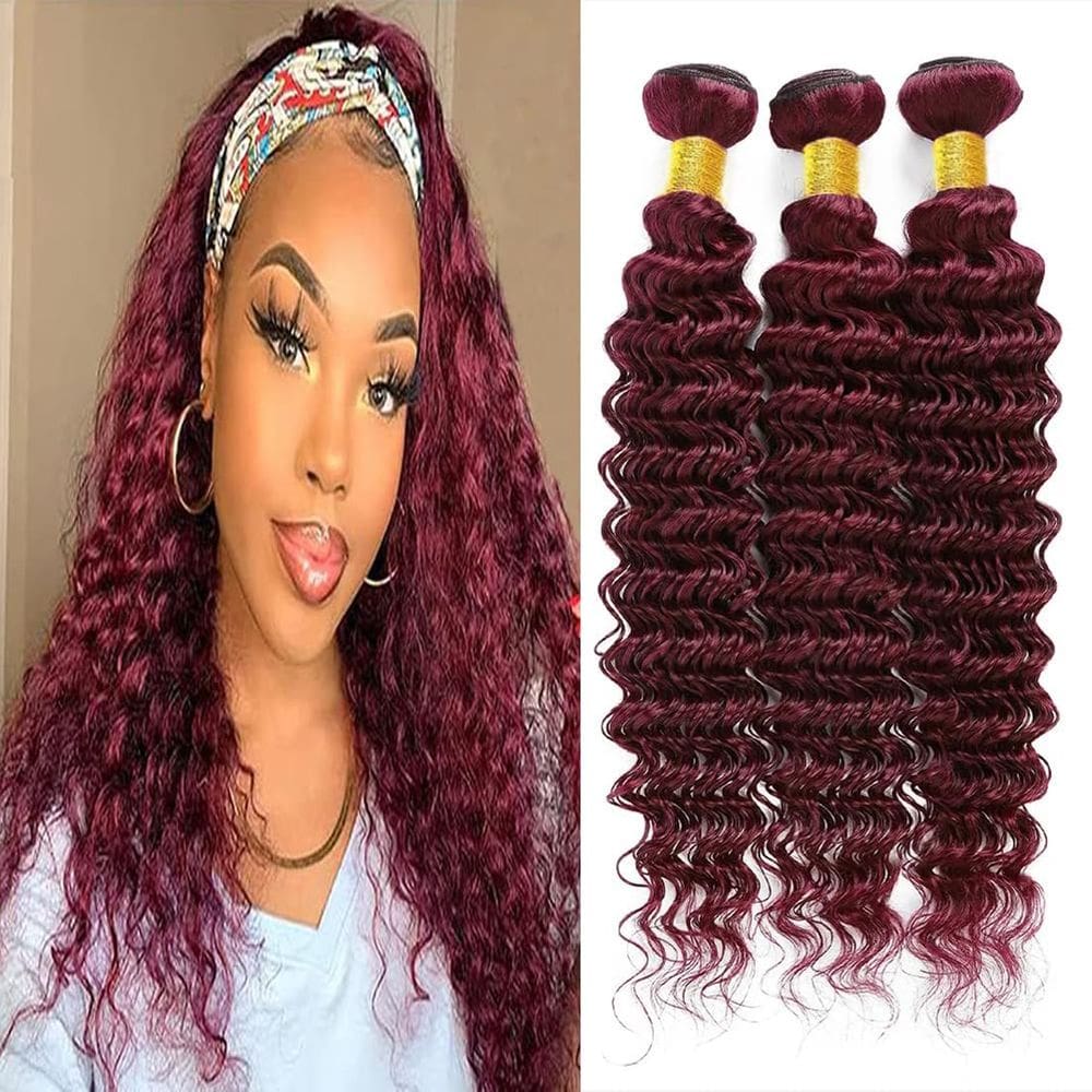 Pacotes de cabelo HeiOwuio #99J Deep Wave Brazilian Remy 30cm 35cm 40cm