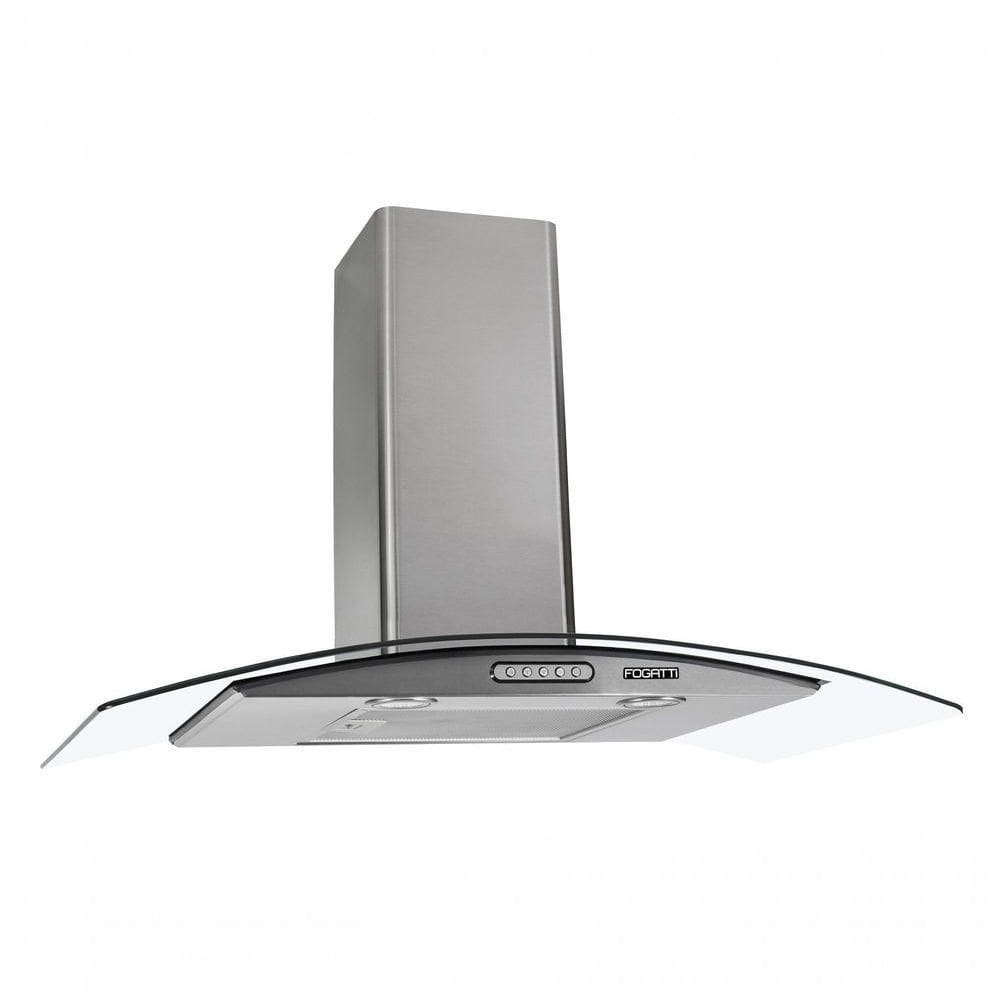 Coifa De Parede Vidro Curvo Slim Inox 4 E 6 Bocas 90cm Fogatti 110v