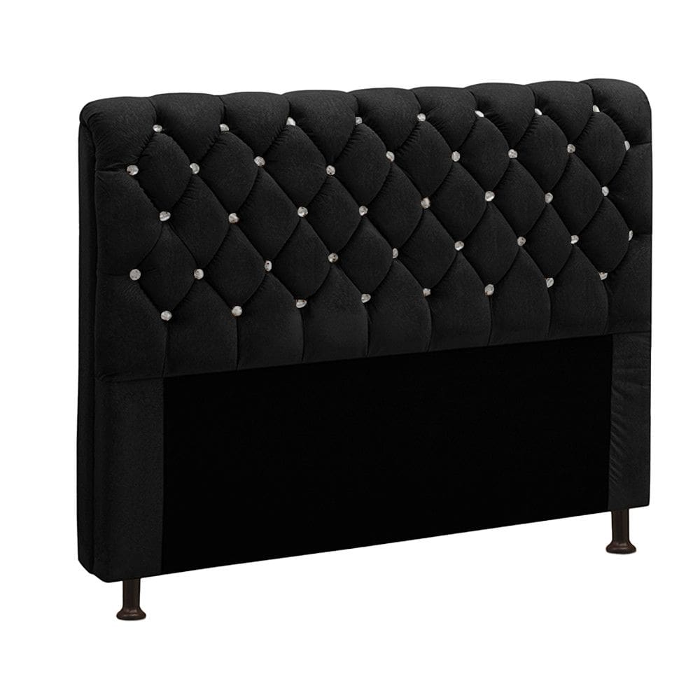 Cabeceira Para Cama Solteiro 90cm Fernanda Veludo Preto