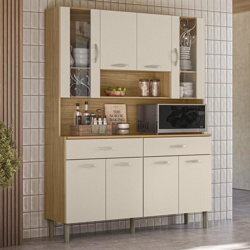 Armário De Cozinha Compacta Mdf 8 Portas Golden Plus Freijó Soft