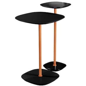 Conjunto 2 Mesa Lateral Florença Preto Em Metal Cobre