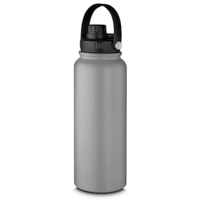 Garrafa Parede Dupla Com Alça 16 Horas Conservação Térmica Capacidade 1,1 Litro Em Aço Inox Cinza