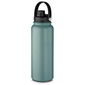 Garrafa Parede Dupla Com Alça 16 Horas Conservação Térmica Capacidade 1,1 Litro Em Aço Inox Verde