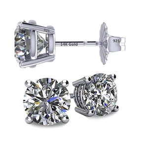 Brincos Central Diamond Center em ouro e prata 14K com CZ 0,80 cttw