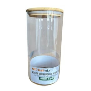Pote De Vidro Reforçado Tampa Bambu Fechamento Hermético Com Anel Silicone Capacidade De 1200ml