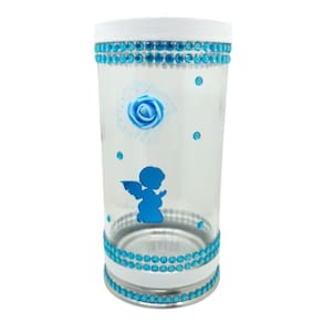 Porta Vela 7 Dias 18 Cm Anjo Da Guarda Azul + Presente