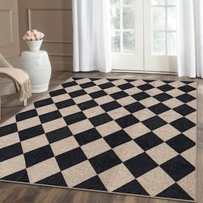 Tapete Area Lahome Checkered Easy Jute 152x213cm preto