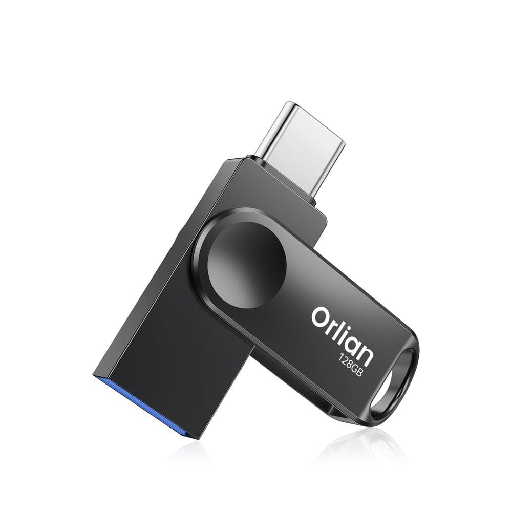 Unidade flash Orlian 128GB USB 3.0/Type-C de leitura 110MB/s preta