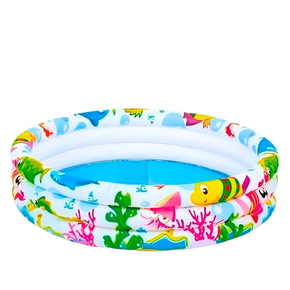Piscina Inflável Redonda Animais Marinhos Infantil 135Litros