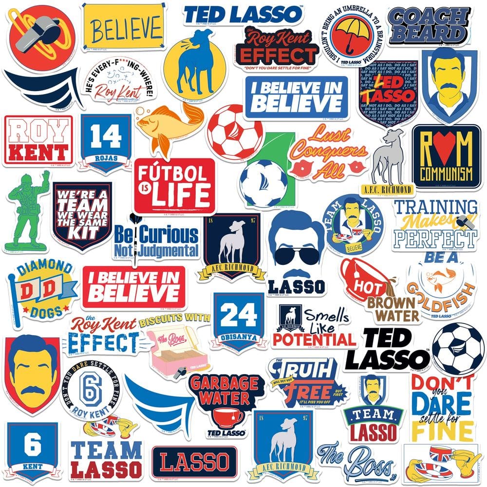 Pacote de adesivos GRAPHICS & MORE Ted Lasso 50CT Large Deluxe