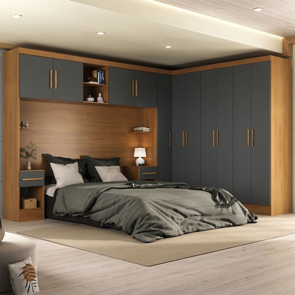 Guarda-Roupa Casal Modulado Soberano 11 Portas 5 Gavetas Cinamomo/Cinza - Panorama Móveis