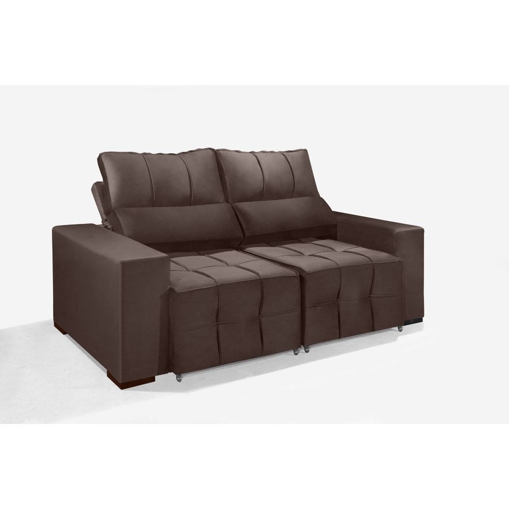 Sofá 2 Lugares Arizona Retrátil e Reclinável 1,50m Suede Marrom