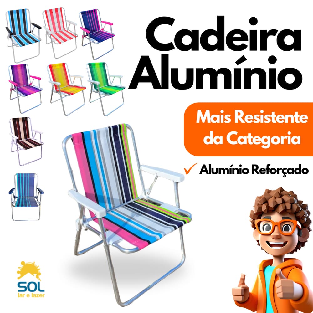 Cadeira de Praia em Alumínio Capacidade até 120kg