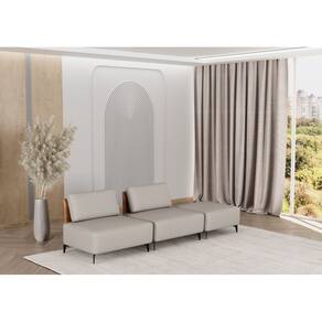 Sofá Dream Box Moderno Modular 2,40m Bege com Courino Terracota - Rede Móveis