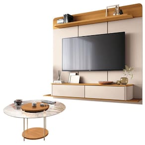 Home Suspenso Galax Cinamomo Off White e Mesa Sky com Tampo de Vidro Cinamomo- HB Móveis