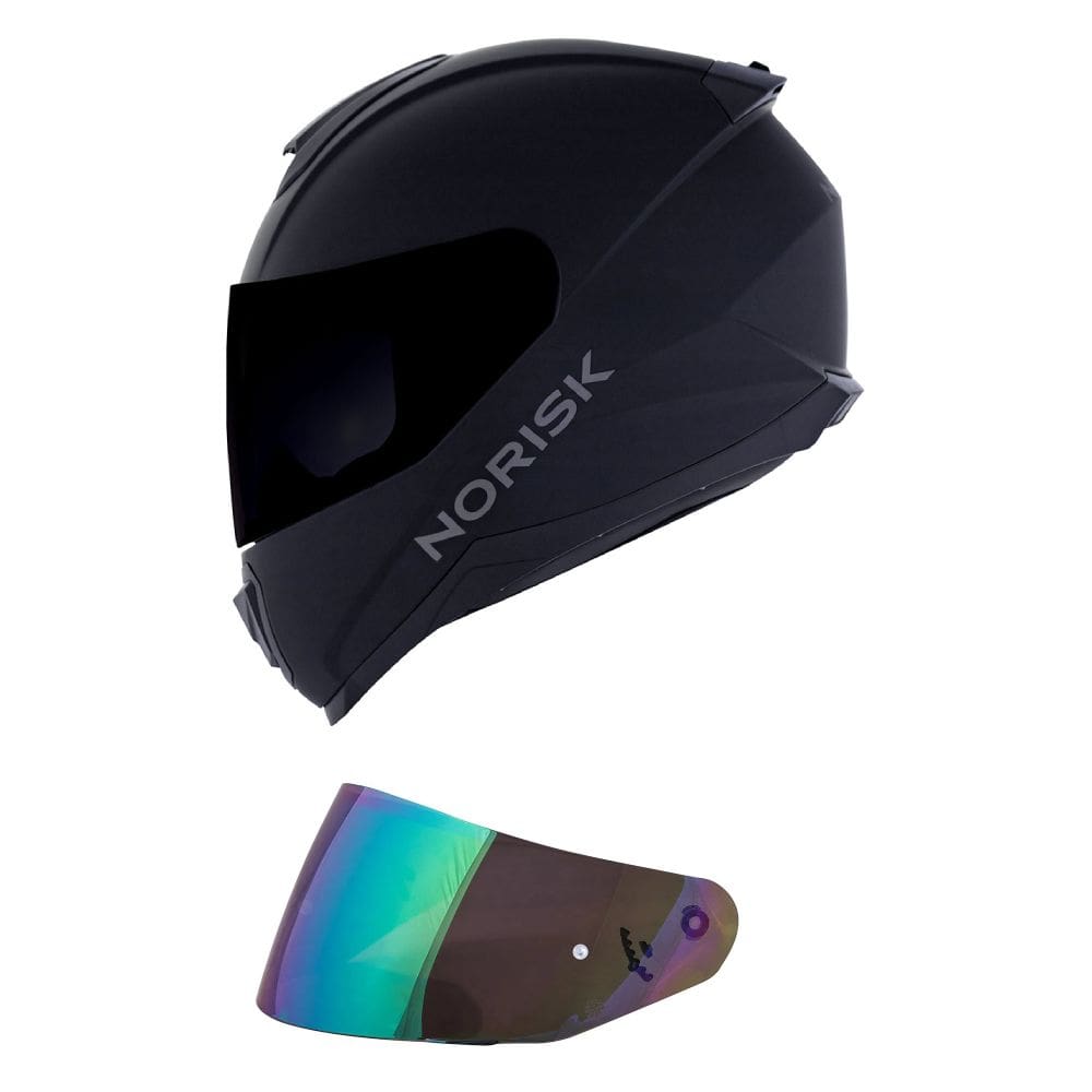 Capacete Norisk Razor Monocolor Preto Fosco Mais Viseira Camaleão