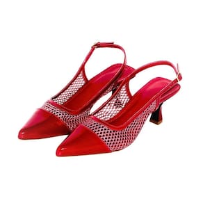 Scarpin Slingback Bico Fino Salto Médio Tela Confortável
