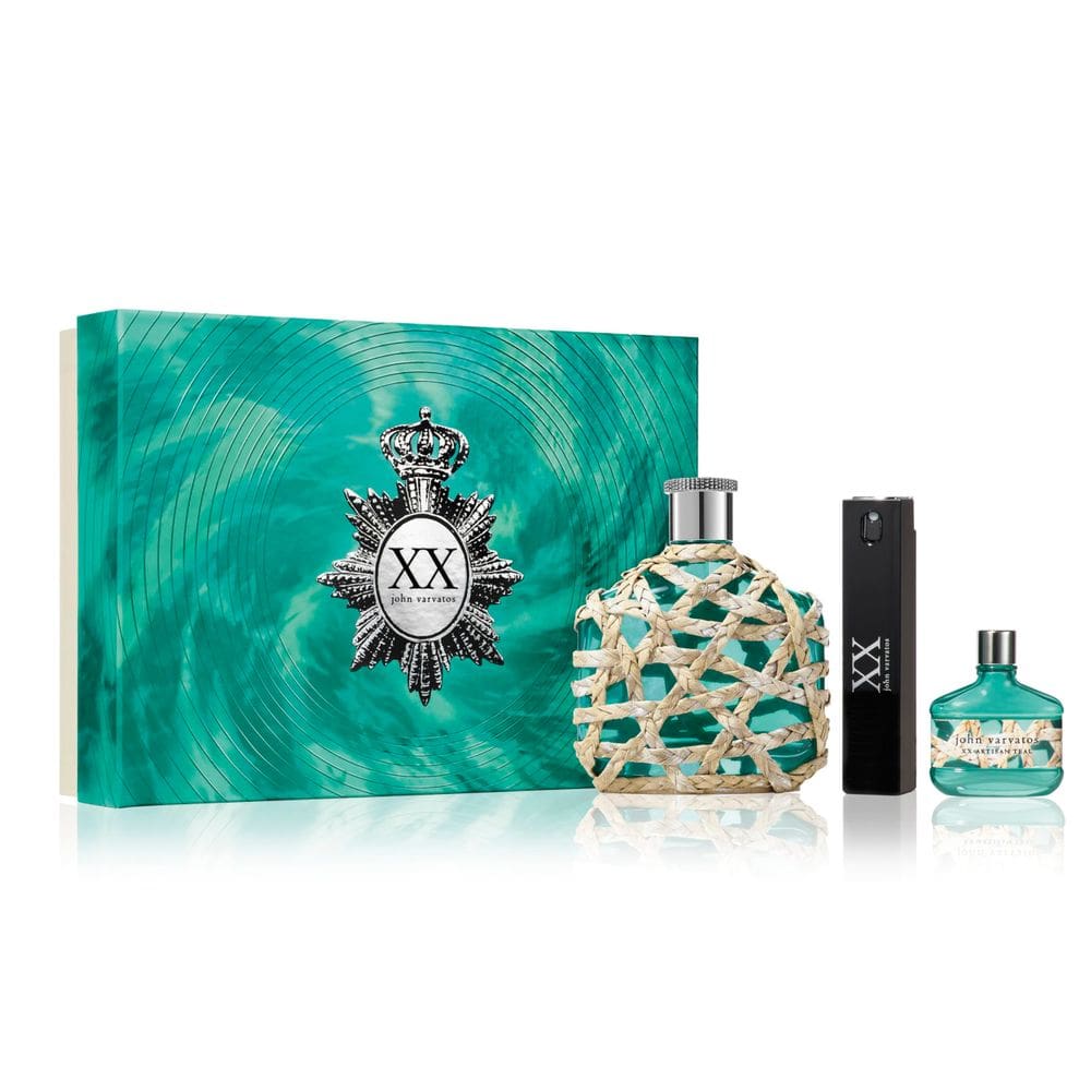 Conjunto de perfume para presente John Varvatos XX Artisan Teal Men 3 peças EDT