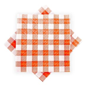 Guardanapo De Papel Xadrez Laranja 20cm X 21cm - 50 Unidades