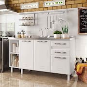 Balcão de Cozinha de Aço Gabinete para Pia 3 Portas 2 Gavetas 150cm Multimóveis CR20355