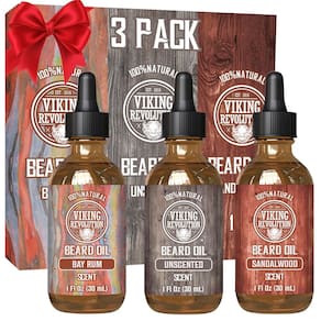 Óleo de barba Viking Revolution, pacote com 3, 30 ml de sândalo, sem perfume