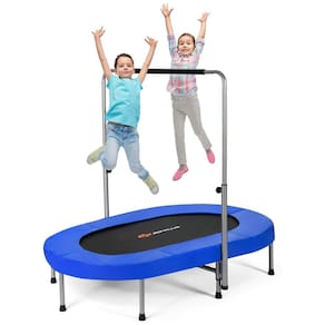 Cama Elastica Infantil com Corrimão Ajustável para até 150 kg, GOPLUS, Azul