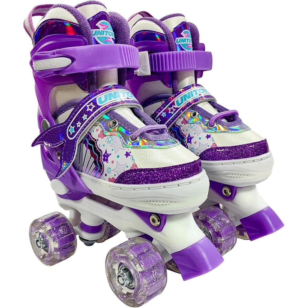 Patins Infantil 4 Rodas Sereia C/ Led 34 ao 37 Lilás Unitoys 2652M