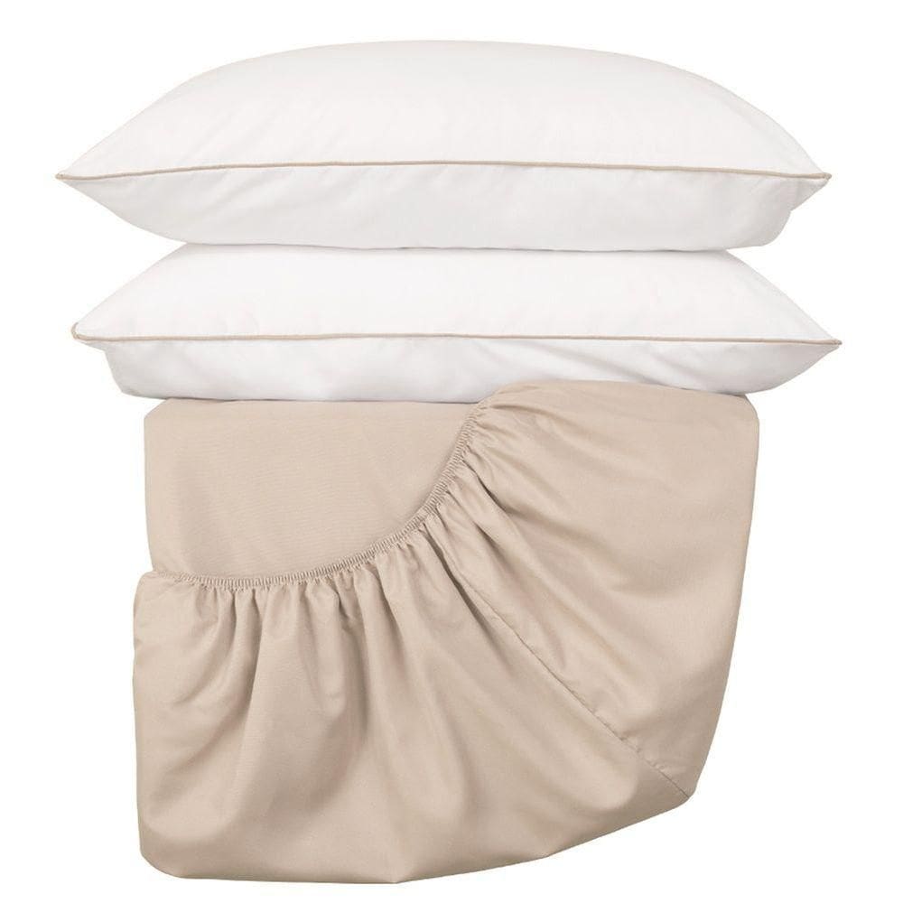 Jogo De Lençol Queen Linea Micropercal 200 Fios 3 Peças - Bege