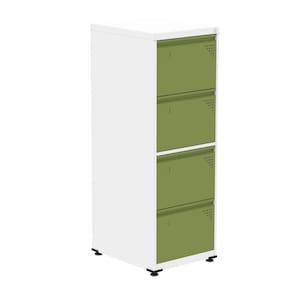Armário de Arquivo Oficio 4 Gavetas Pandin 47 cm (Larg) Aço Branco c/ Frente Gaveta Verde c/ Chave