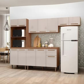 Armario De Cozinha Pop 2 Fornos Com 12 Portas E 1 Gaveta Freijo/baunilha/freijo