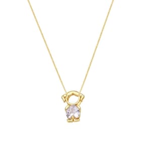 Colar Mae E Filha Menina Com Cristal Banhado Ouro