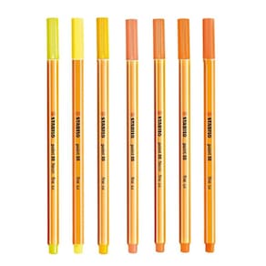 Caneta Fineliner 0.4mm Point 88 7 Tons de Amarelo e Laranja - Stabilo
