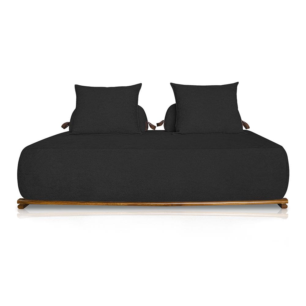 Sofá Agius 2 Lugares 1,60 Linho Boucle Preto - Lucadi Home