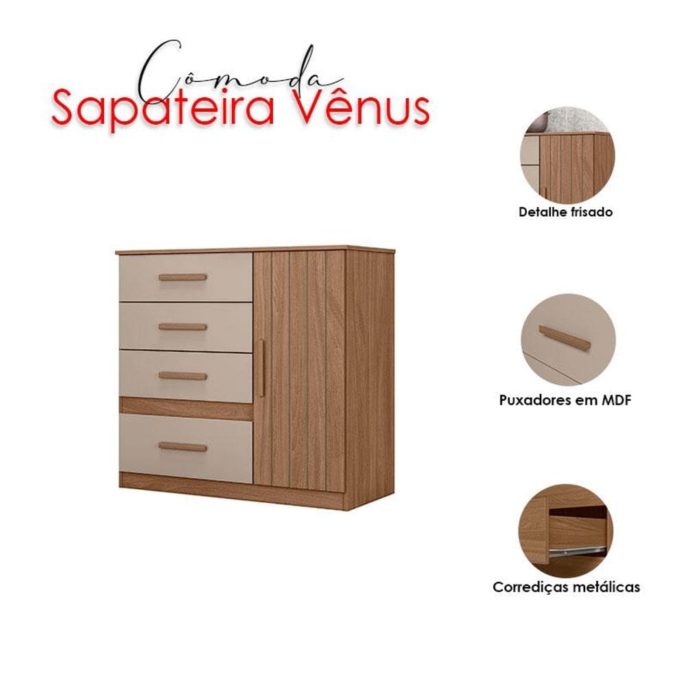 Cômoda Sapateira Vênus Carvalho Fendi - Moval | Casas Bahia