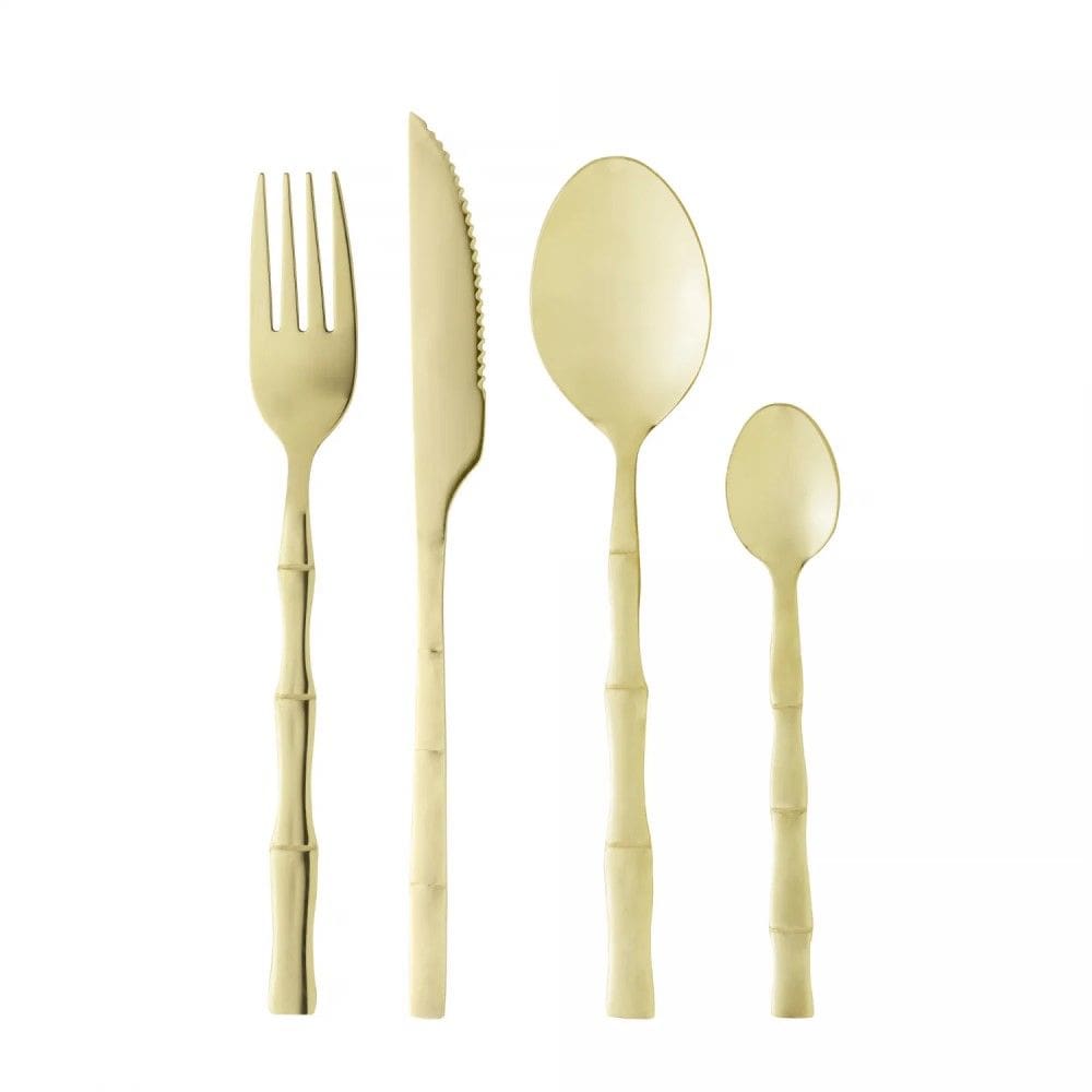 Faqueiro 16 Peças Aço Inox Bambu Elegant Champanhe Lyor