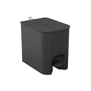 Lixeira com Pedal Borboleta 12L Preto com Alça Bege Coza