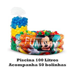 Piscina Infantil Inflável Mickey 100 Litros + 50 Bolinhas