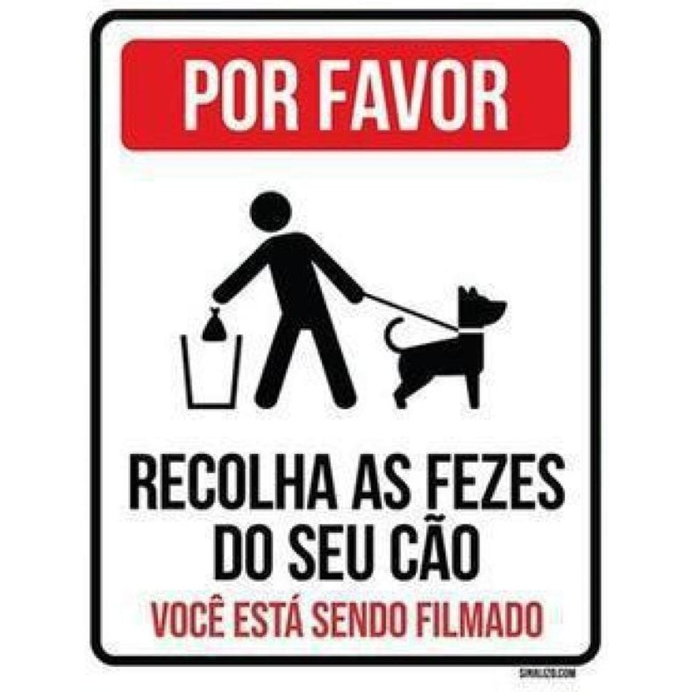 Kit 10 Placas Por Favor Recolha Fezes Seu Cão Filmado 18X23
