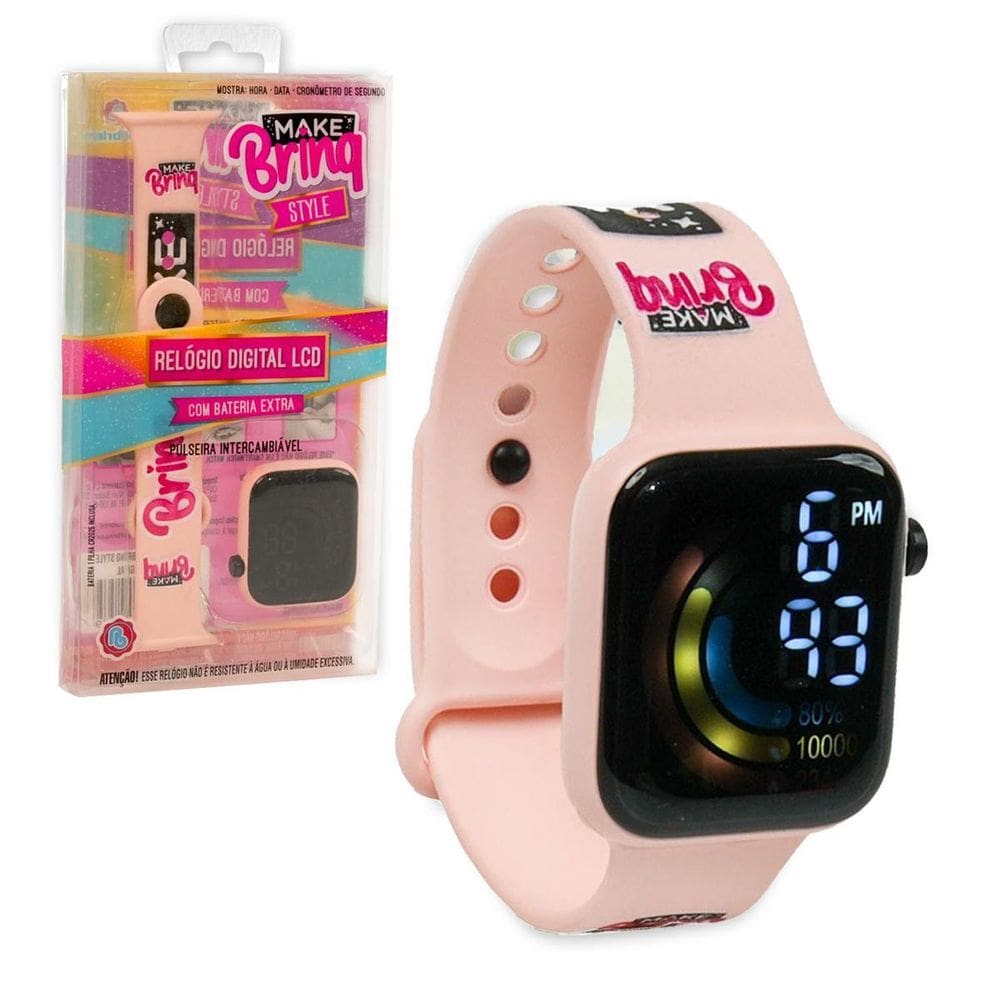 Relógio Digital Infantil Lcd Hora Cronômetro Troca Pulseira