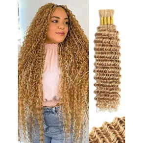 Cabelo trançado humano KULYMUWIG Blonde Deep Wave 18 em 400g