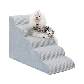 Escadas para cães Vfrog Curved de 5 degraus para camas altas de 56 cm de altura com espuma