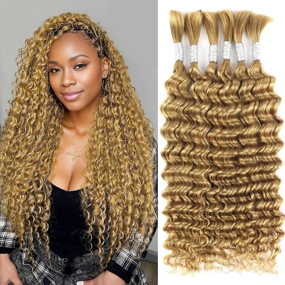 Human Braiding Hair Renyarch Deep Wave de 16 polegadas e 6 pacotes