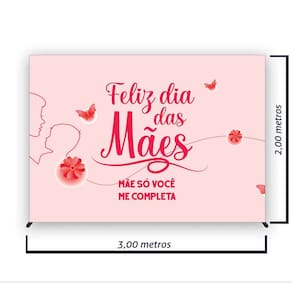 Painel de Festa Retangular Dia das Mães 3,00x2,00 metros - Fera Print