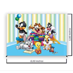 Painel de Festa Retangular Looney Tunes Várias Medidas - Fera Print