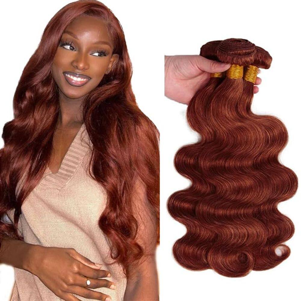 Extensões de cabelo DiexRlamx Reddish Brown Body Wave 22-26cm
